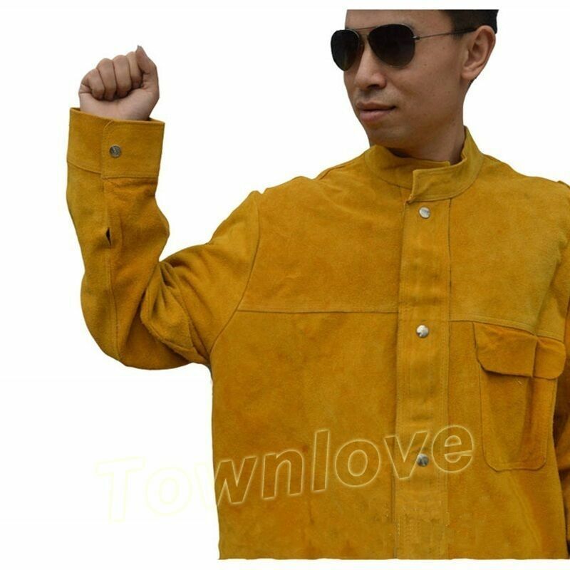 Brown FlameResistant Leather Welders SET Welding Jackets & Pants Work