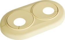 Beige Maple Radiator Double Pipe Cover Plastic PVC Collar Rosette 16mm 18mm