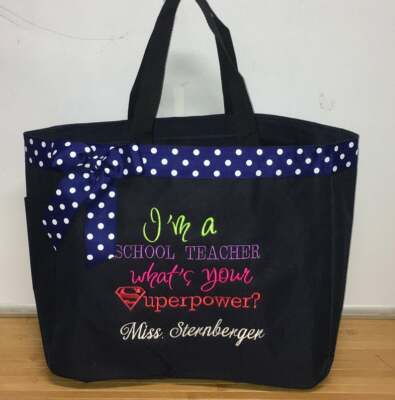 monogrammed tote bags for teachers Personalized Monogrammed Teacher School Book Tote Bag Appreciation Gift | eBay