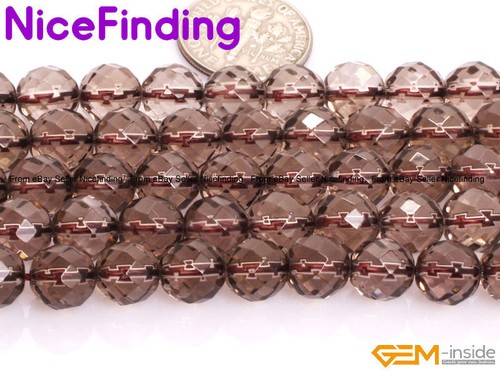 AAA Natural Faceted Brown Smoky Quartz Loose Stone Beads For Jewelry Making 15" - Picture 5 of 47