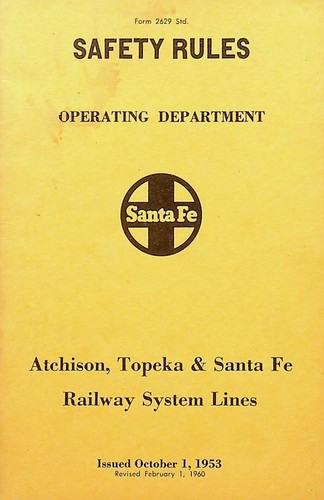 1953 ATCHISON TOPEKA & SANTA FE SAFETY RULES OPERATING DEPARTMENT BOOKLET-E15-B
