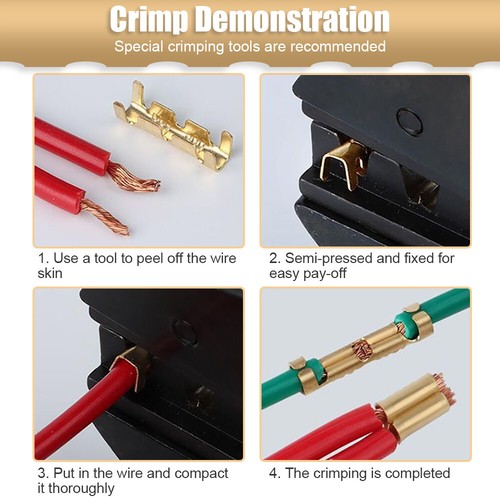 200Pcs U-shaped Brass Copper 0.5-1.5mm² Crimp Electrical Connector Wire Terminal - Picture 4 of 12