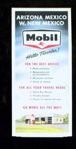 1950's Mobil Arizona, Mexico, West New Mexico foldout travel map