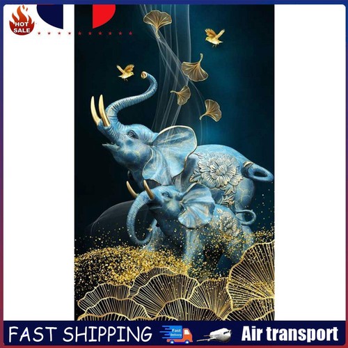 5D DIY Diamond Painting Full Round Drill Elephant Rhinestone Crafts ...