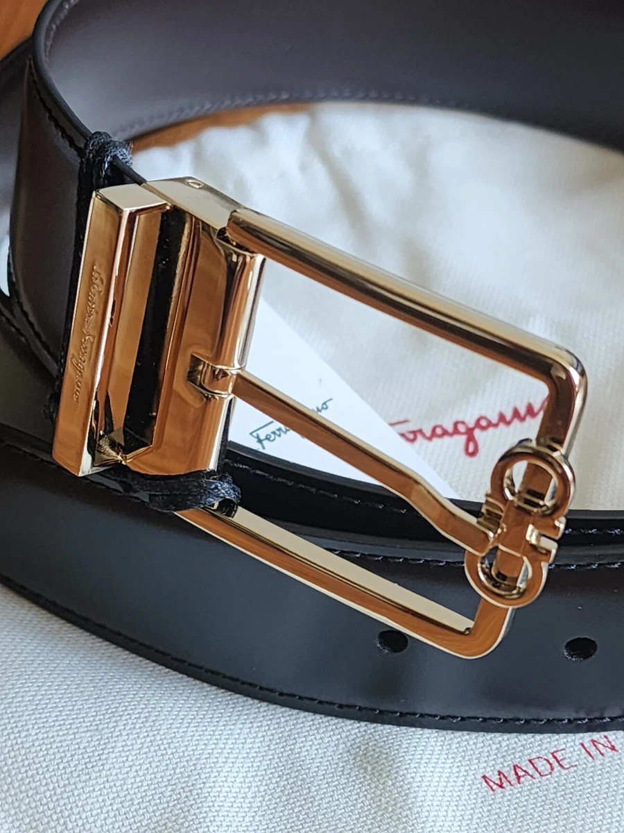 SALVATORE FERRAGAMO Mens Reversible Black/Brown Leather Belt