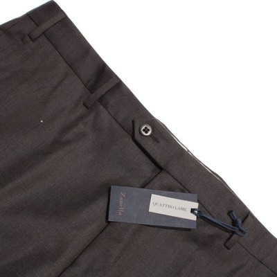 Zanella NWD Dress Pants Size 40 US Devon In Brown Melange 100% Wool
