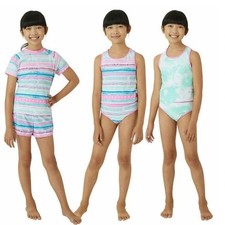 Eddie Bauer Kids Girl's 4-Piece Mix Match Reversible Swim Set, Size M 10/12