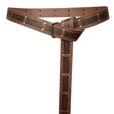 Viking Embossed Buckle Belt Medieval Faux Leather Knight Cosplay Waist Belt