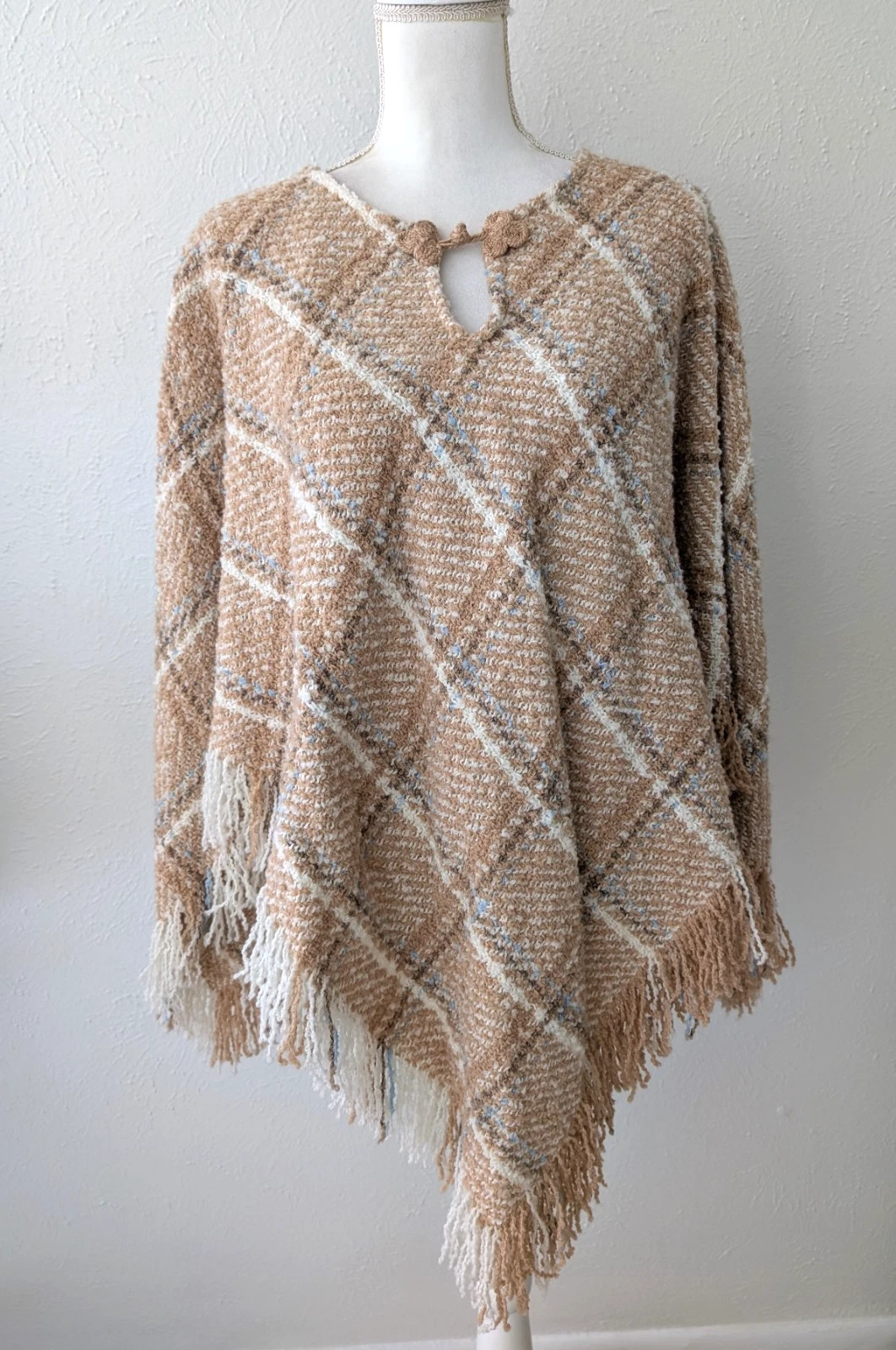 Boyne Valley Weavers Size OS Plus Poncho Cape Shawl Fringe Wool Alpaca Ireland