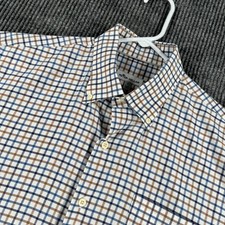 Peter Millar Shirt Mens Large White Check Long Sleeve Button Down Casual Dress