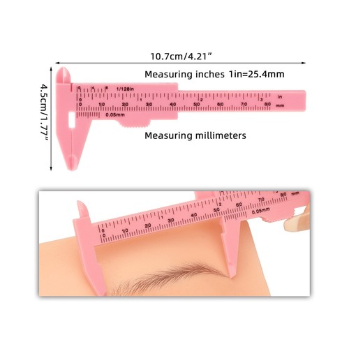 10pcs 80mm Eyebrow Measuring Ruler Pink Eyebrow Tattoo Double Scale Vernier NAU - Picture 2 of 24