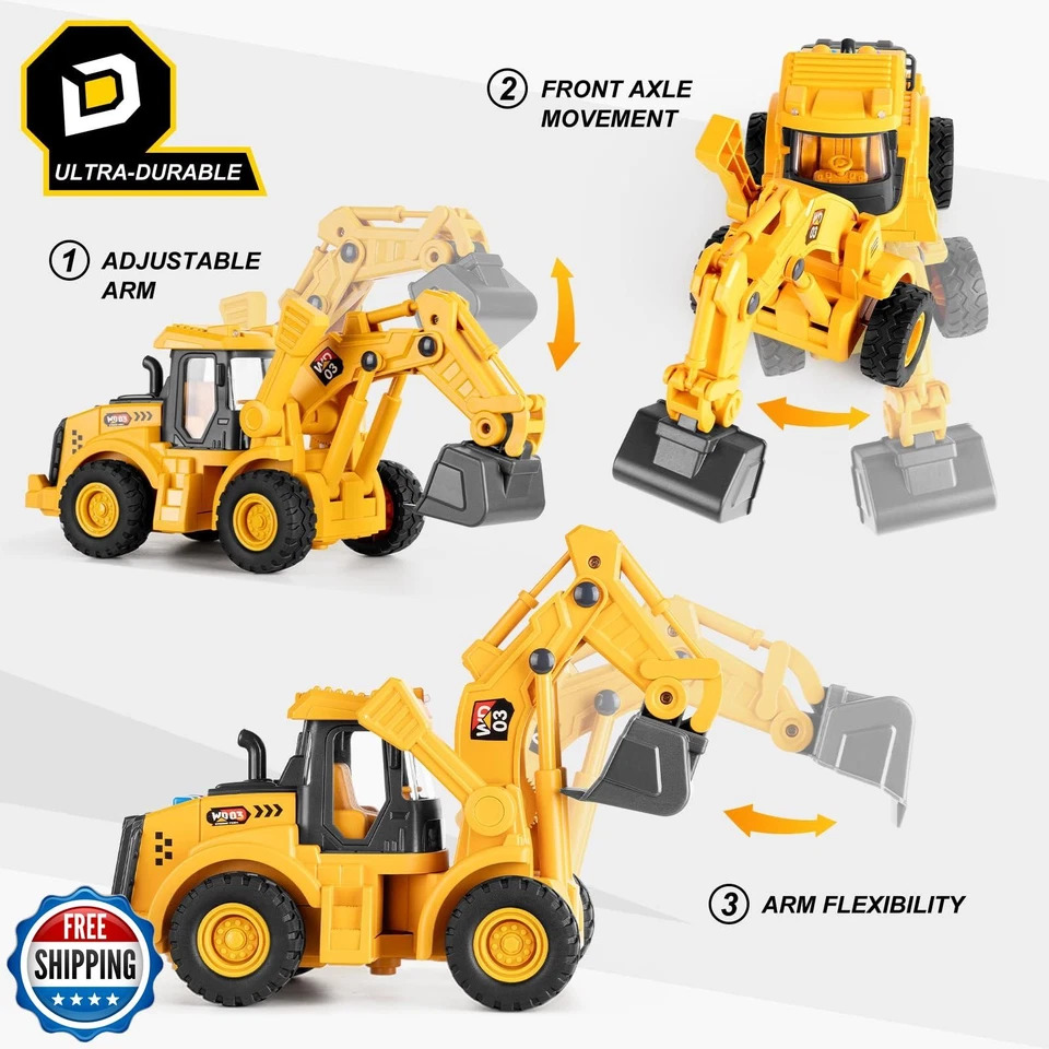 YySiRui 11" Excavator Toy, 1: 16 Scale, Rolling Wheels Inertia-Powered, Heavy - Image 4 of 4