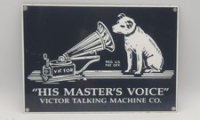 Vtg RCA Victor Nipper The Dog His Masters Voice Porcelain Enameled Metal Sign 