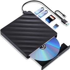 External Blu Ray Drive, 5 in 1 Portable Player with USB 3.0 Type-C, CD DVD