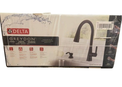 #ad Delta Greydon Pull Down Kitchen Faucet w ShieldSpray Soap Dispenser Matte Black $159.96