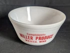 Vintage MILLER PRODUCE Federal 6"dia Milk Glass Bowl Federal Glass Waseca MN