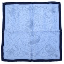 AUTÉNTICO HERMES Carre45 Petit Carre C'est La Fete Cerafit Bufanda Marin seda 0201
