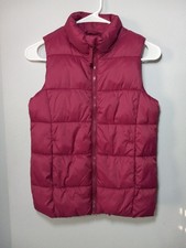 Old Navy Burgundy Girl Puffed Vest With Pockets Size L 10-12