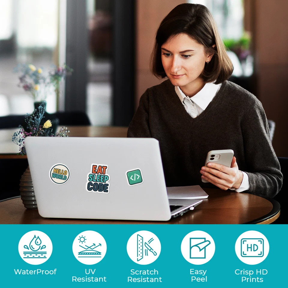 Your Logo Here Custom Vinyl Stickers, Waterproof Personalized Label for Business - Image 2 of 4