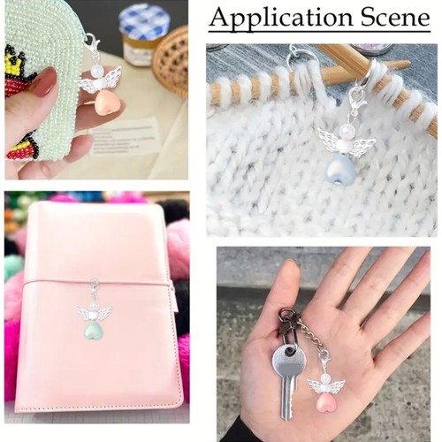 Purse Charm for Handbag Backpack Accessories Angel Pearls Beads Pendant Keychain - Zdjęcie 5 z 8