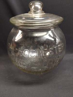 Nice Old ROYAL MARSHMALLOWS Advertising Jar w/Lid Rochester Candy Works