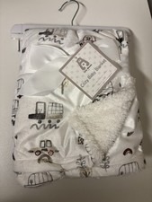 Cozy Neutral Truck Soft, Plush Baby Blanket W/faux Sherpa Side