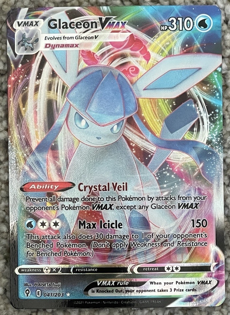2021 Pokemon Glaceon VMAX Evolving Skies Rare Holo #41/203 Near Mint