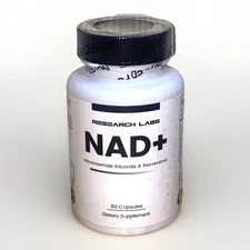 Research Labs NAD+ Nicotinamide Riboside + Resveratrol 60 Capsules ~ Exp 03/2027