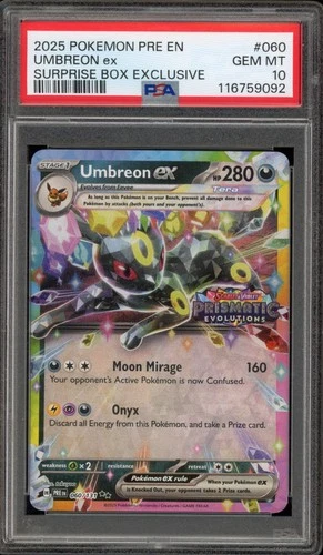 Pokemon Umbreon ex Prismatic Evolutions Surprise Bx. Exclusive #060 PSA 10