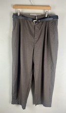 ZARA Women's Brown High-Waisted Belted Trousers Size XL Pockets Short 9929/222