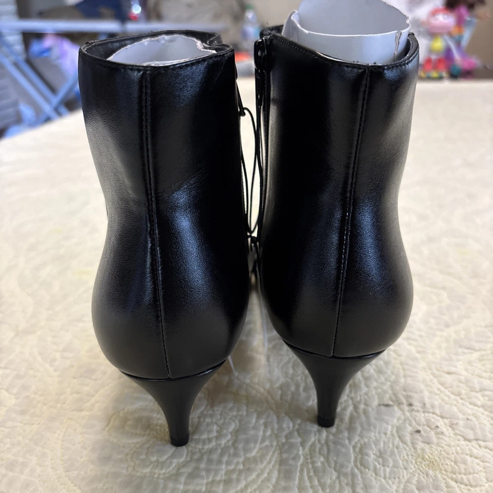 Nuevo con etiquetas Botín de Tacón Banana Republic Cuero Sintético Negro Cremallera Talla 9 Foto 3 de 4