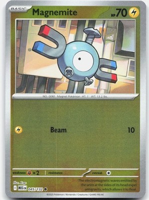 Magnemite 045/132 Common Mega Evolution Pokemon Reverse Holo Near Mint