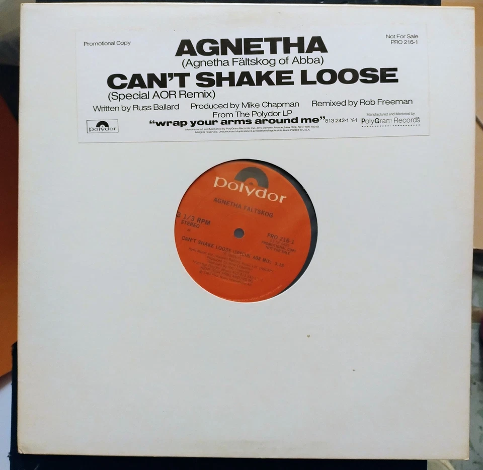 AGNETHA FALTSKOG CAN'T SHAKE LOOSE 12" VINYL US PROMO + FREE CUSTOM MADE SLEEVE - Image 3 of 4