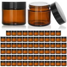 KEYWING 2oz Amber Glass Jars w/ Lids, 70-Pack, Cosmetic/Salve/Lotion/Powder
