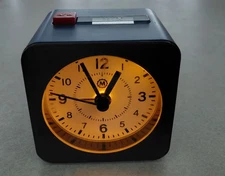Marathon Alarm Clock Black case/Black Dial, Silent MVMT auto sensing Night Light