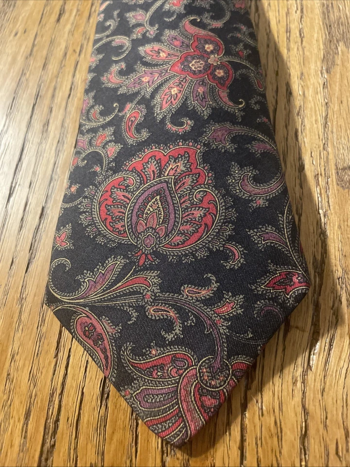 Corbata vintage usada en excelente estado Aquascutum London seda cachemira hecha en el Reino Unido acabada a mano Foto 2 de 4