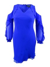 Lauren by Ralph Lauren Women's Ruffled-Sleeve Dress (4, Deep Lapis)