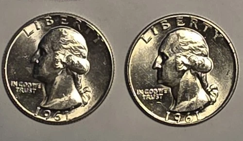 SET of 1961 P & D Washington Quarters - Brilliant Uncirculated - 90% Silver