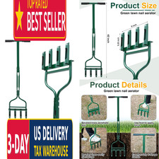 Lasnten Lawn Aerator Tool 42 Inch Manual Core Plug Aerator with 4 Slope Top Half