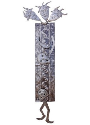 6 of 14 Ghede Voodoo Metal Art Haitian Sculpture 10.5'' x 32'' x 1''