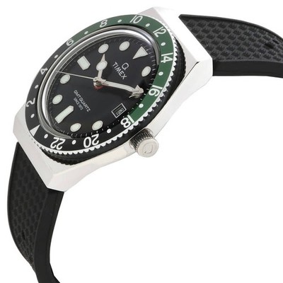 Timex Q Timex GMT Quartz Black Dial Sprite Bezel Men's Watch