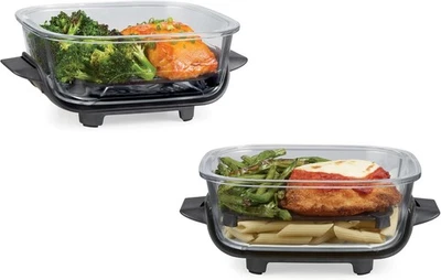 6-Cup 2-Pack TempWare Glass Containers for Meal Prepping withLeak-Proof Storage