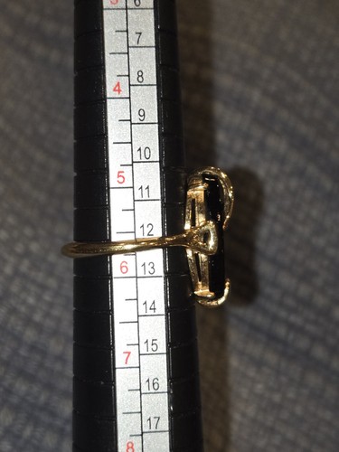 Vintage Avon Night Flower Ring Black Onyx Gold Tone Size 5.75 - Bild 3 von 6