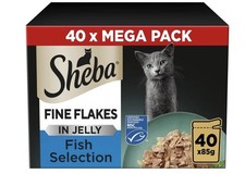 40x 85g Sheba Fine Flakes in Jelly – Fish Collection – Wet cat food pouches  6.63 per kilo