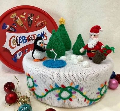 CAROL CONNELLY Christmas Cake Sweets Tub Cover KNITTING PATTERN King Cole yarn