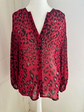 Mint Velvet Women's red animal print blouse top - UK 8