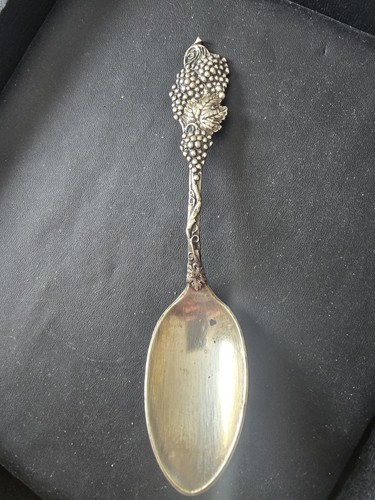 Sterling Silver Coffee Spoon with Grapes 5 1/2" in the multi-motif Fruit Pattern