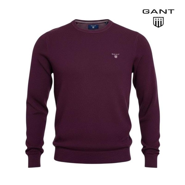 Men Gant Sweater Burgundy Cotton 36 / S / 44 #7YNG