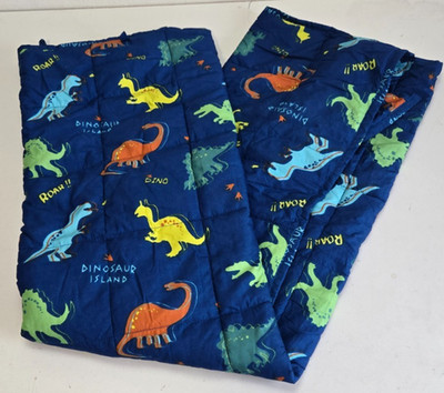 Gewichtsdecke Kinder   90x120 cm   1,3 kg   Dino Motiv   Blau (0544 W3)
