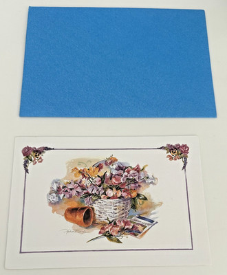 Sweet Pea Basket By Andrea Brooks, Cystic Fibrosis Research-Blank Note +Envelope